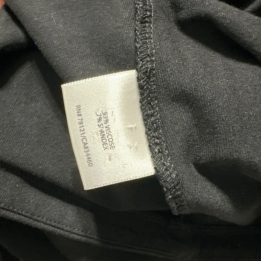 Eileen Fisher Dress Black M‎ Medium Pleated Bib A Line Stretch